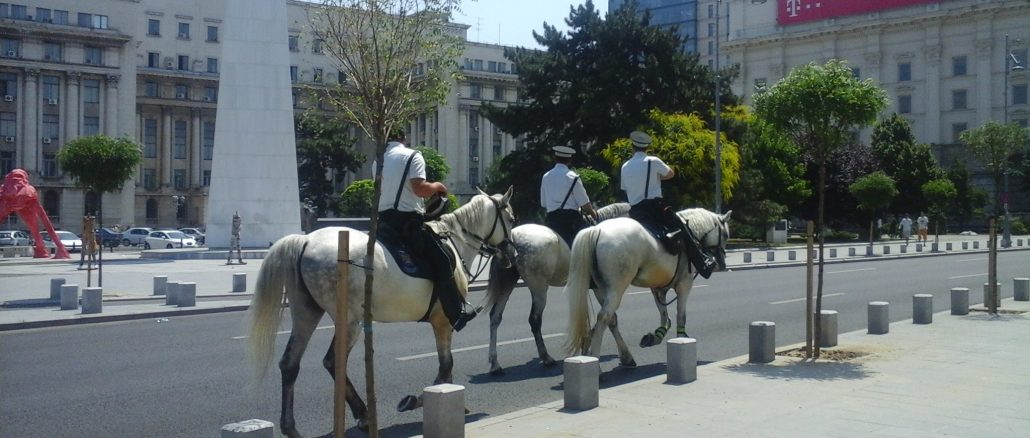 Riding Police on Calea Victoriei in Bucharest - 1
